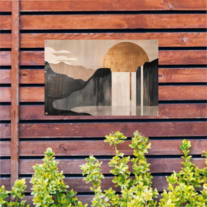 Minimalistisch Landschap met Gouden Zon tuinposter