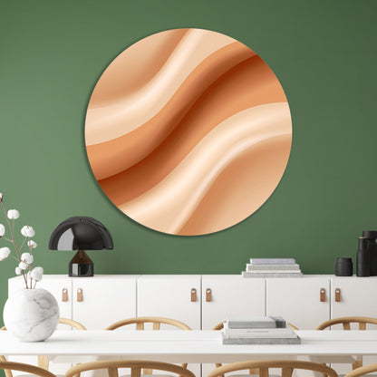 Abstract Golven in Beige en Crème aluminium muurcirkel