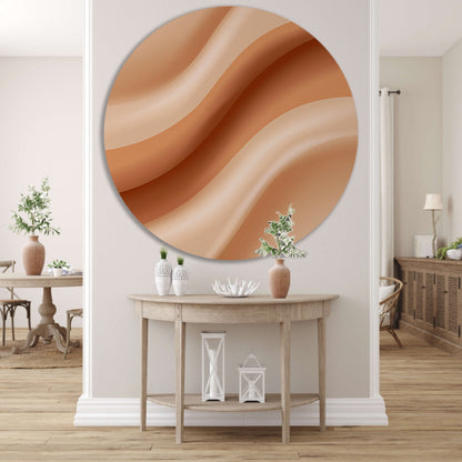 Abstract Golven in Beige en Crème aluminium muurcirkel
