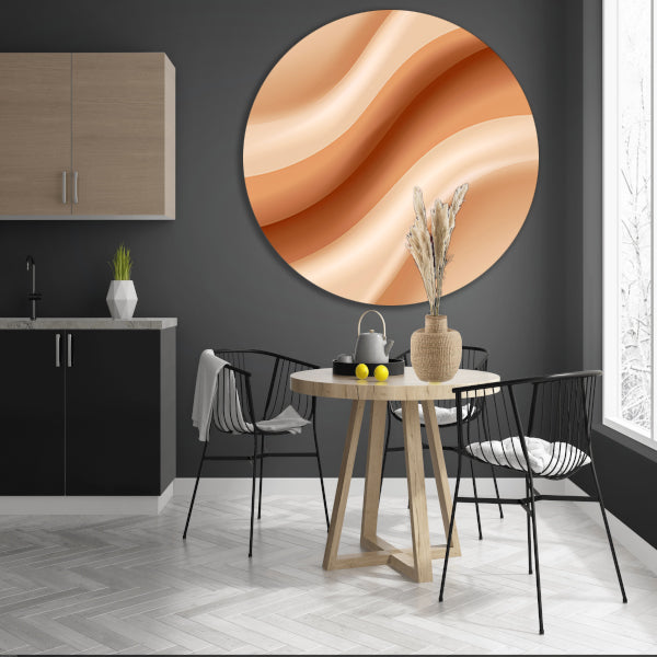 Abstract Golven in Beige en Crème aluminium muurcirkel
