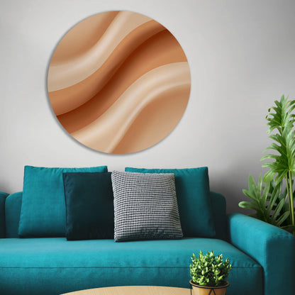 Abstract Golven in Beige en Crème aluminium muurcirkel