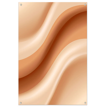 Abstract Golven in Beige en Crème tuinposter