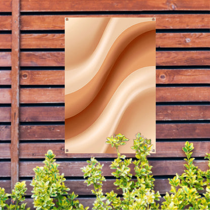 Abstract Golven in Beige en Crème tuinposter