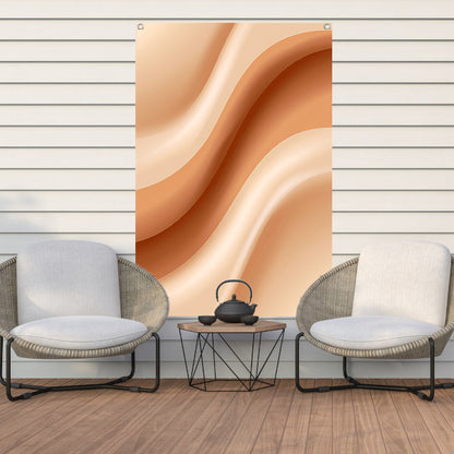 Abstract Golven in Beige en Crème tuinposter