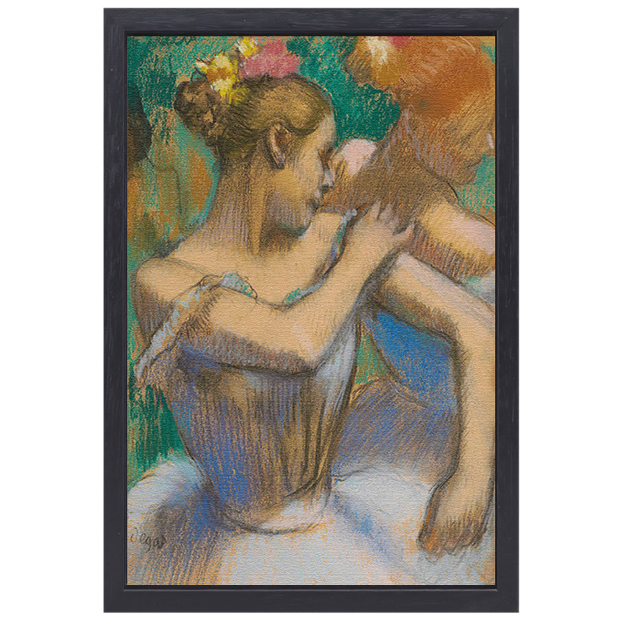Danser die haar schoudervullingen aanpast - Edgar Degas canvas met baklijst