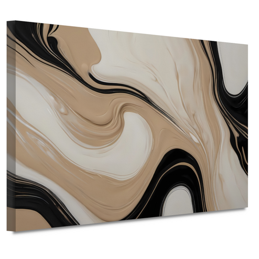 Abstracte Vormen in Beige en Zwart canvas