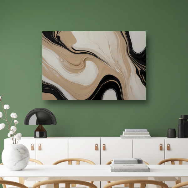 Abstracte Vormen in Beige en Zwart poster