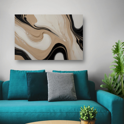 Abstracte Vormen in Beige en Zwart poster