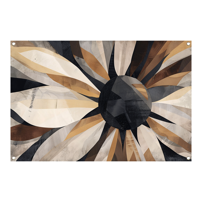 Abstracte Interpretatie van Zonnebloem in Monochrome tuinposter