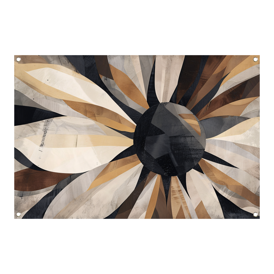 Abstracte Interpretatie van Zonnebloem in Monochrome tuinposter