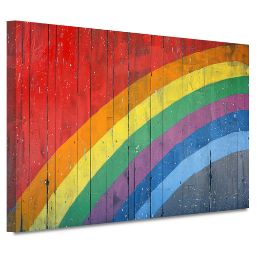 Abstracte Regenboog op Houten Paneel canvas