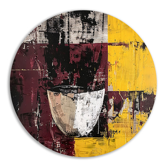 Abstracte kom met dynamische kleuren aluminium muurcirkel