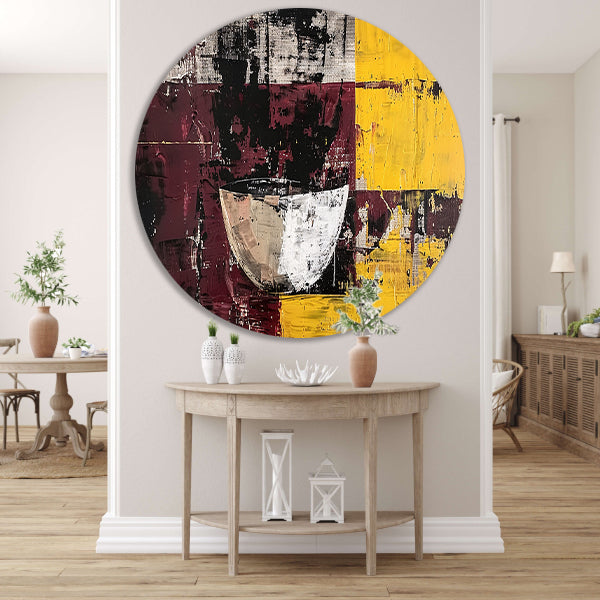 Abstracte kom met dynamische kleuren aluminium muurcirkel
