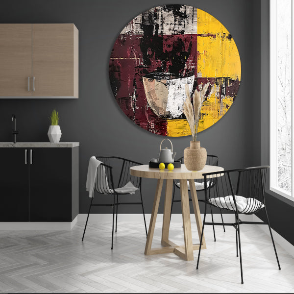 Abstracte kom met dynamische kleuren aluminium muurcirkel