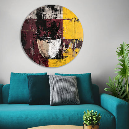Abstracte kom met dynamische kleuren aluminium muurcirkel
