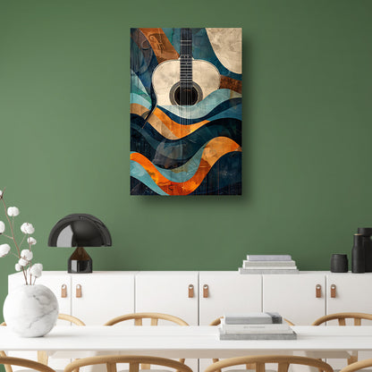 Abstract gitaar in golven van kleur poster