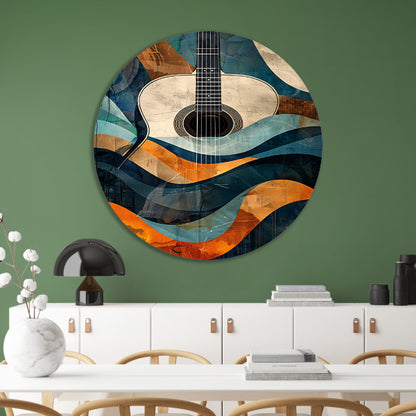 Abstract gitaar in golven van kleur forex muurcirkel