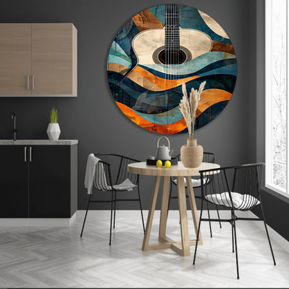 Abstract gitaar in golven van kleur forex muurcirkel