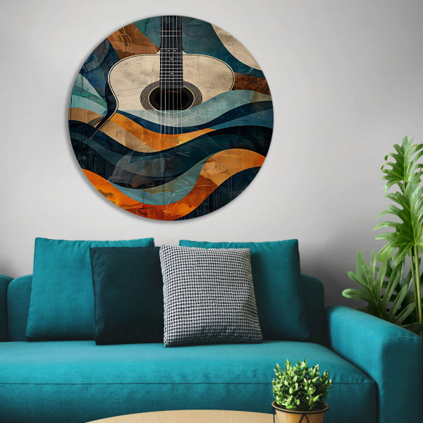 Abstract gitaar in golven van kleur forex muurcirkel