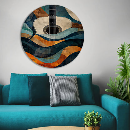 Abstract gitaar in golven van kleur forex muurcirkel