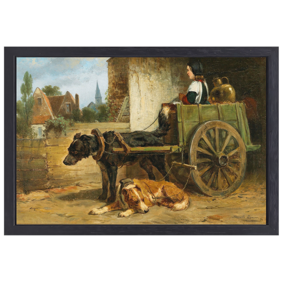 De kleine wagen - Henriëtte Ronner-Knip canvas met baklijst