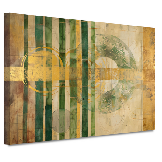 Moderne Bamboe en Gouden Cirkels Abstract canvas