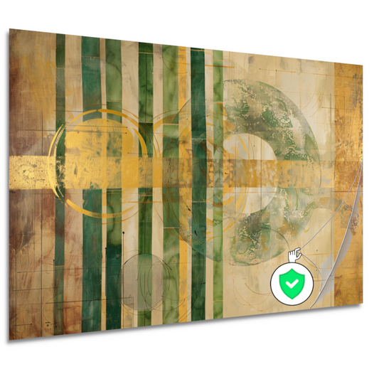 Moderne Bamboe en Gouden Cirkels Abstract poster