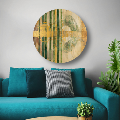 Moderne Bamboe en Gouden Cirkels Abstract forex muurcirkel