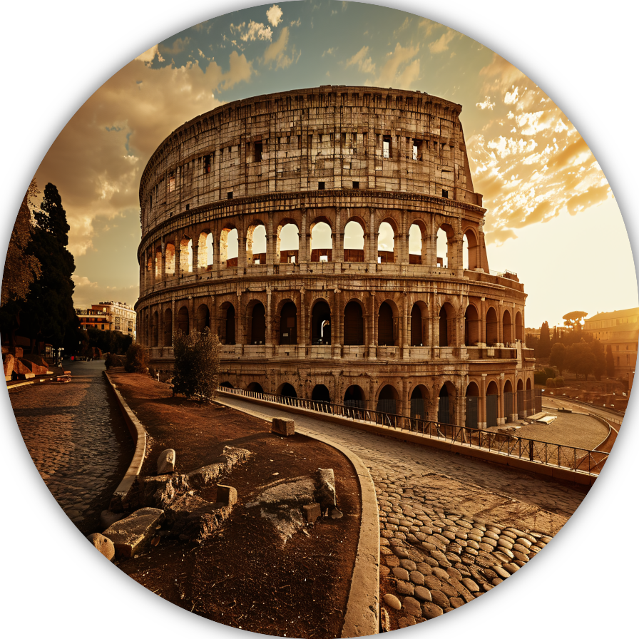 Colosseum Zonsondergang Rome aluminium muurcirkel