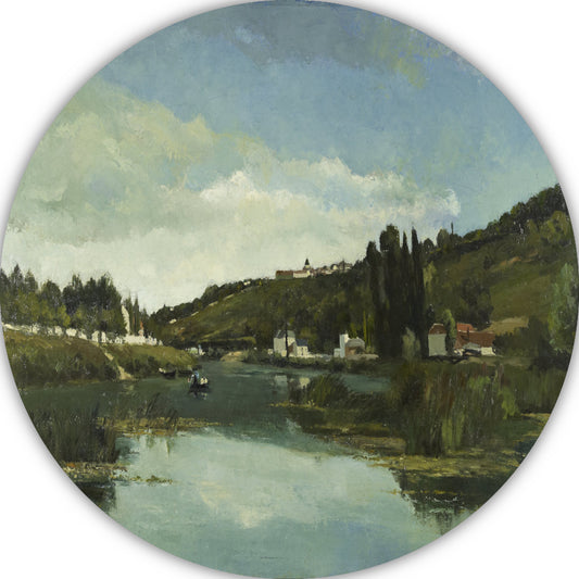 De Marne bij Chennevières - Camille Pissarro aluminium muurcirkel