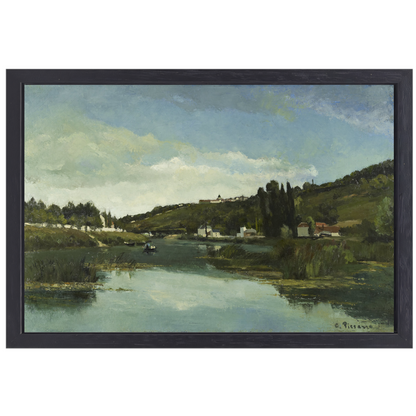 De Marne bij Chennevières - Camille Pissarro canvas met baklijst