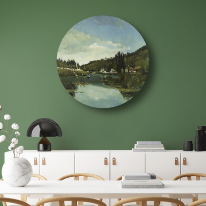 De Marne bij Chennevières - Camille Pissarro aluminium muurcirkel