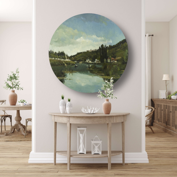 De Marne bij Chennevières - Camille Pissarro aluminium muurcirkel