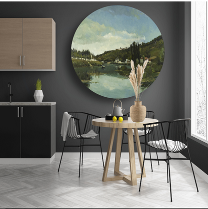 De Marne bij Chennevières - Camille Pissarro aluminium muurcirkel