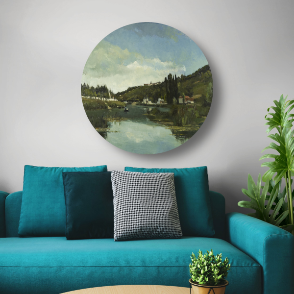 De Marne bij Chennevières - Camille Pissarro aluminium muurcirkel
