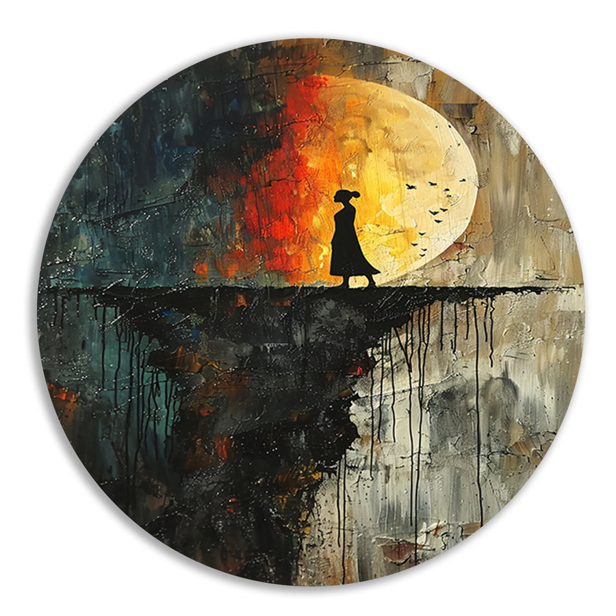 Abstract Vrouw bij Maan forex muurcirkel