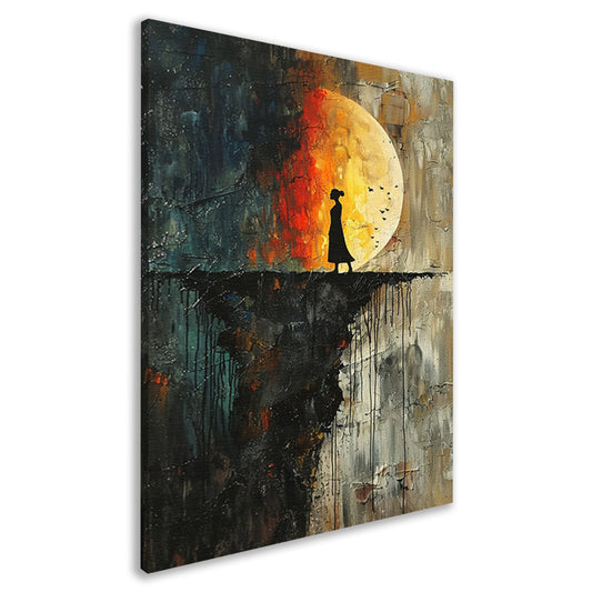 Abstract Vrouw bij Maan canvas