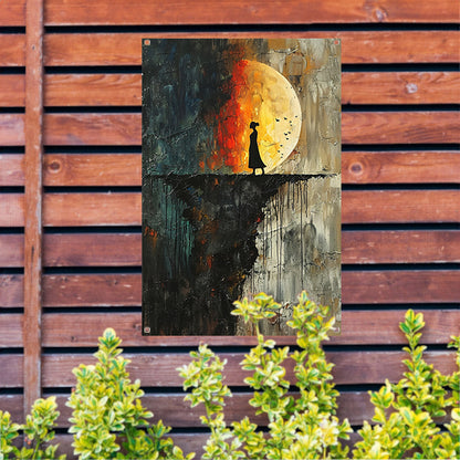 Abstract Vrouw bij Maan tuinposter