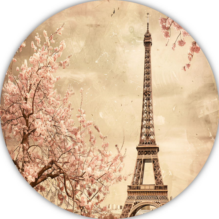 Eiffeltoren in bloesem forex muurcirkel