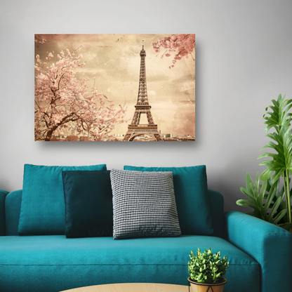 Eiffeltoren in bloesem canvas