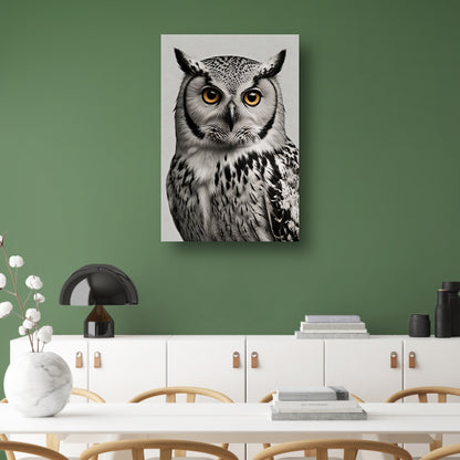Portret van een majestueuze uil in zwart-wit poster