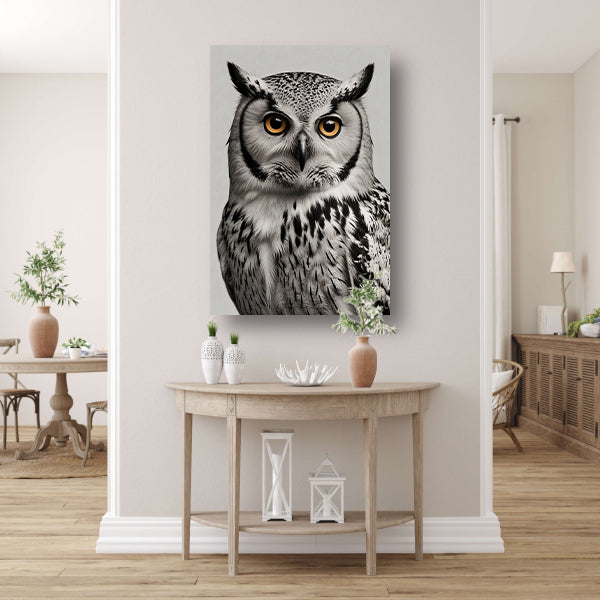 Portret van een majestueuze uil in zwart-wit poster