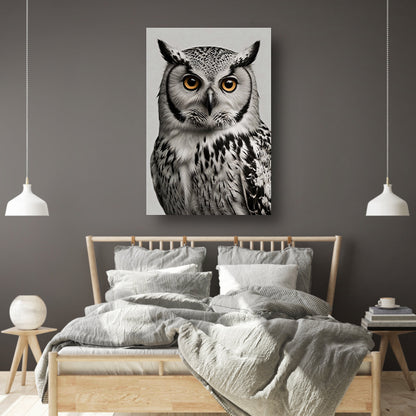 Portret van een majestueuze uil in zwart-wit poster