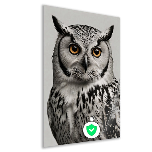 Portret van een majestueuze uil in zwart-wit poster