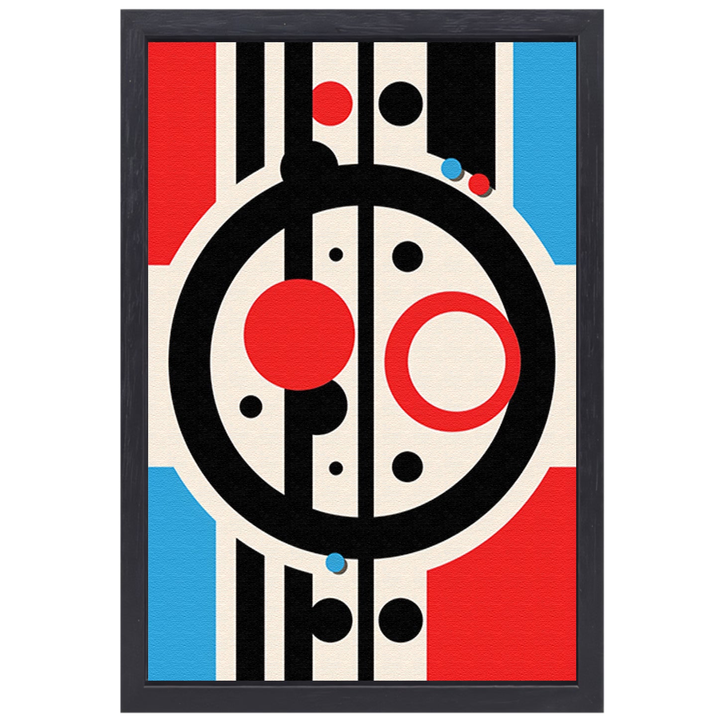 Abstract compositie met geometrische vormen en lijnen canvas met baklijst