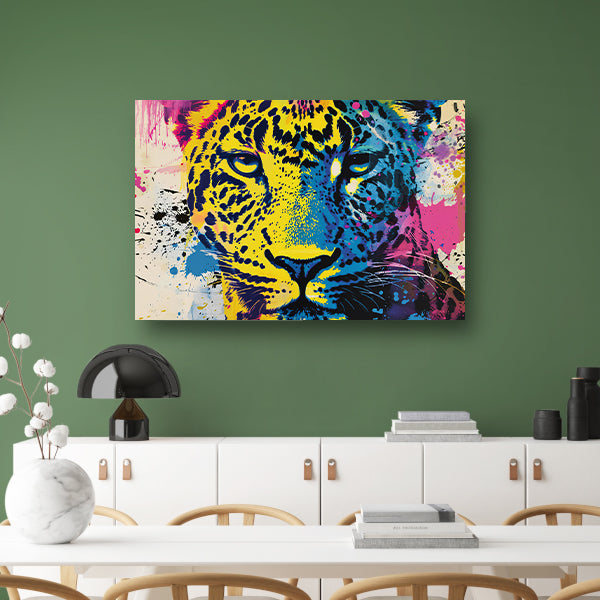 Kleurrijke popart schilderij van een luipaard poster