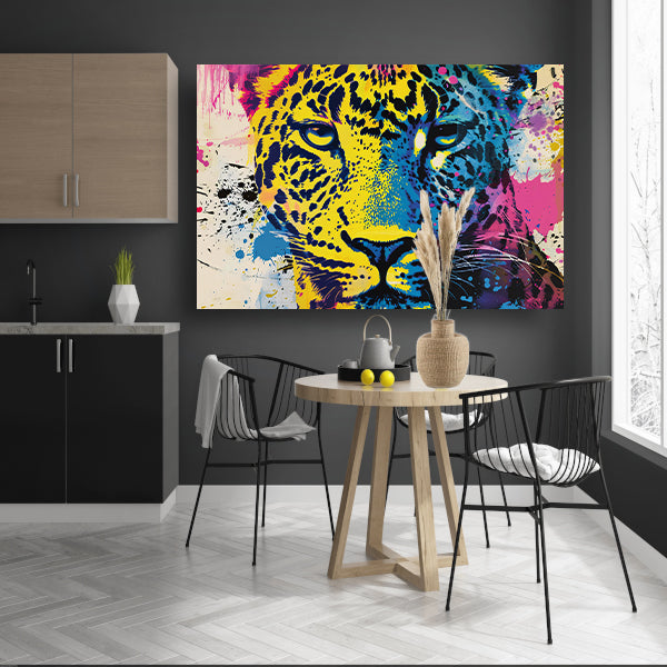 Kleurrijke popart schilderij van een luipaard poster
