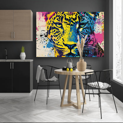 Kleurrijke popart schilderij van een luipaard poster