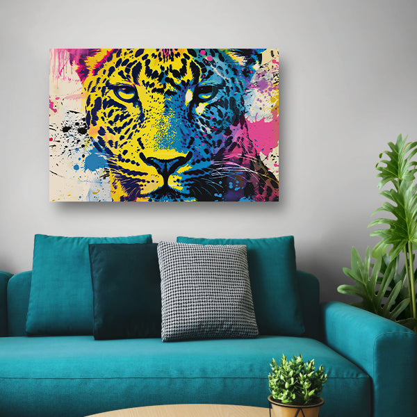 Kleurrijke popart schilderij van een luipaard poster