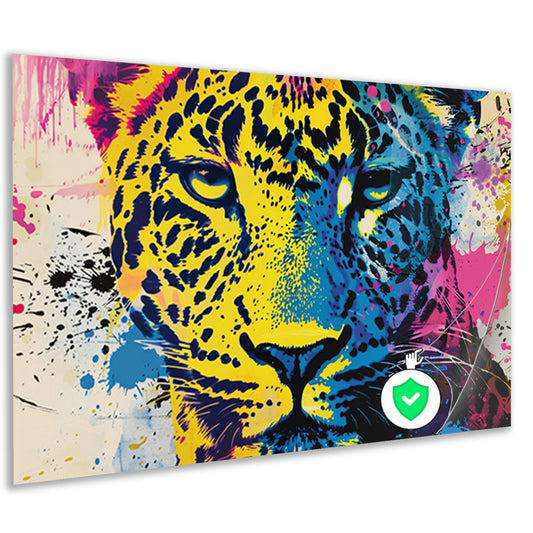 Kleurrijke popart schilderij van een luipaard poster